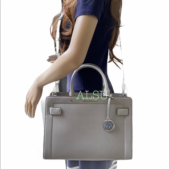 Michael Kors Rainer Medium Leather Satchel Grey - Picture 2 of 12